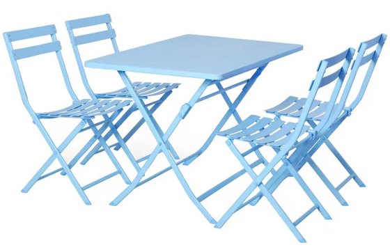 Dış Mekan Çelik Katlanır Masa Ve Sandalyeler Bahçe 4 Kişilik Yemek Takımı