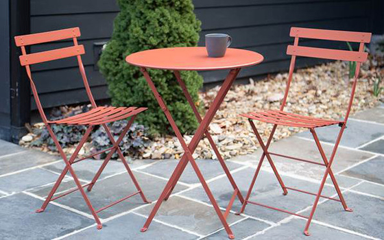 H71cm Bahçe Katlanır Masa Ve Sandalyeler Dış Mekan Tam Çelik Mobilya Takımı