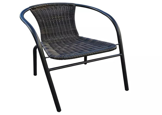 Restoran Veranda Bahçe Bistro için Açık Çelik İstifleme Rattan Sandalye