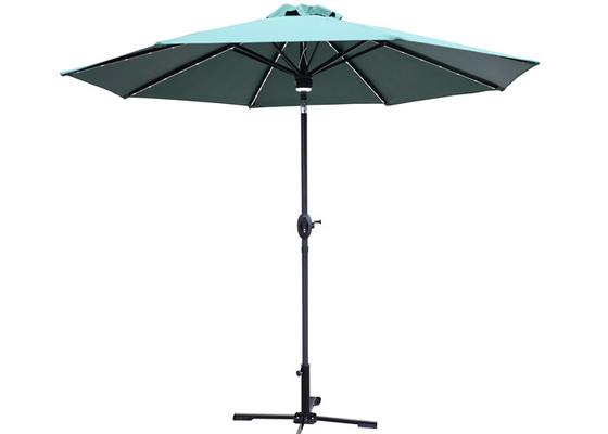 300x245cm 8 Kaburga Düz Direk Şemsiye Bluetooth Hoparlör Sistemli Bahçe Şemsiyesi
