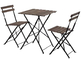 3 Parça Set Maun Bahçe Katlanır Masa Ve Sandalyeler Masif Ahşap Çıta Çelik Çerçeve