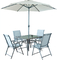 Güneş Şemsiyeli Full Çelik Dış Mekan Yemek Masası Ve Sandalye Takımı