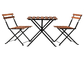 Bir Masa Ve İki Sandalye Seti Açık Bahçe Ahşap Üst Metal Çerçeve Katlanır